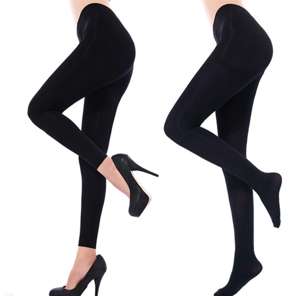 Women Pants Sexy Lady Solid Color Thicken Stretch Footed Pantyhose Ninth Pants Warm Leggings
