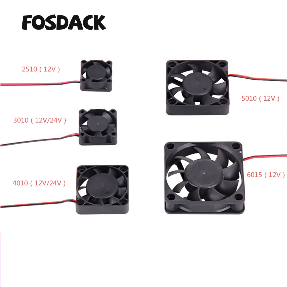 3D Printer Part 12V/24V 5015/4010/4020 Blower Fan Brushless Cooling Turbo Fan For Extruder With Cable 2Pin Connector Plastic Fan