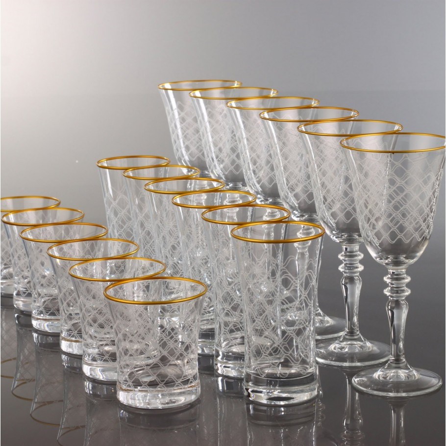 Pasabahce Crystal Looking gold Gilded Baradak Tackle Water Cup Beverage Cup Goblet Cup Tableware Cup Sets