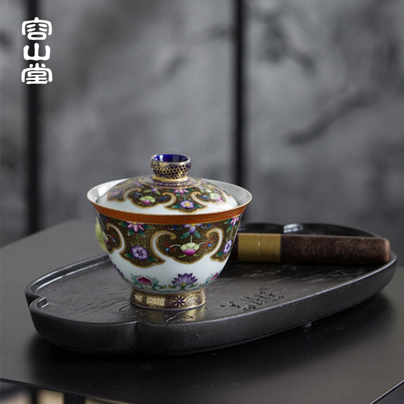 RongShan hall let kiln enamel paint tureen jingdezhen ceramic cups hand-painted porcelain enamel three teapots