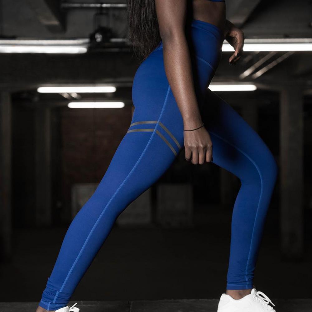 Women High Waist Hip Lift Seamless Workout Leggings Stripe Gym Pants Trousers Elastic Gym Sport Slims Fit Workout Leggins Pants