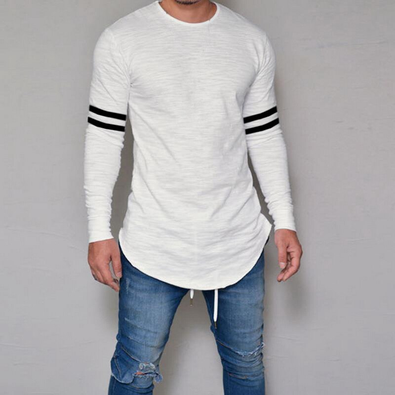 2021 Classic Men Slim Striped Printed Sleeve T Shirt Spring Long Sleeves Spring Brand O-neck Summer Tee Top Mens Fashion Tops