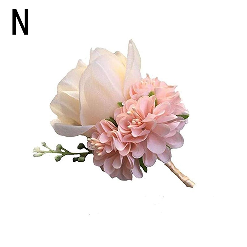 Artificial Rose Flowers Groom Boutonniere Man Pin Suit Corsage Bridal Wedding Ceremony Party Decorations