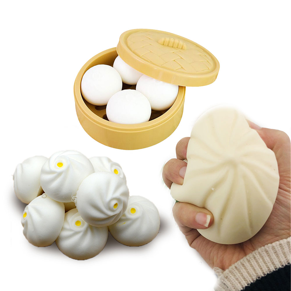 1Pcs Steamed Stuffed Bun Simulation Steamed Dumplings Decompression Toy For Children Adults Stress Relief