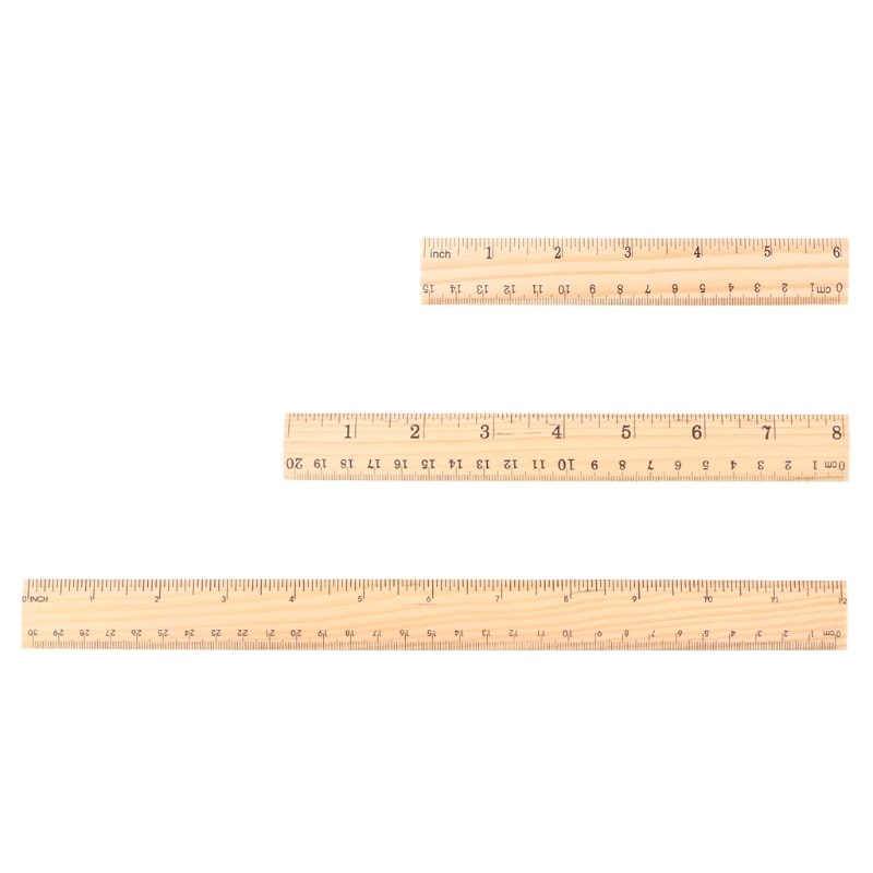 15cm 20cm 30cm Wooden Ruler Double Sided Student School Office Measuring Tool 20CB