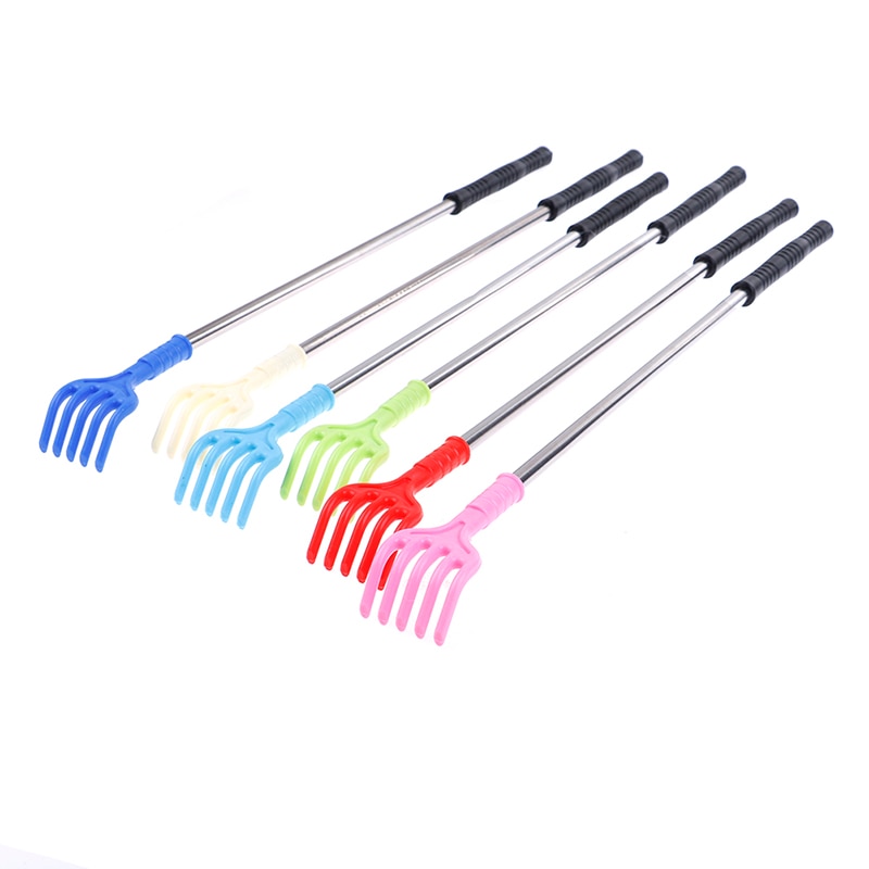 1PC Stainless Steel Back Scratcher Telescopic Portable Adjustable Size Extend Itch Aid Scratch Tool With Soft Grip Random Clour