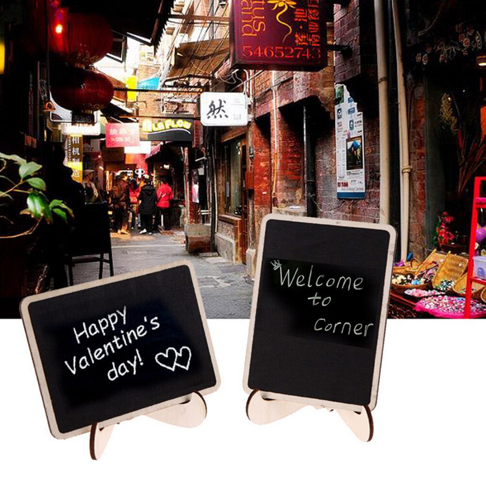 1PC Mini Wooden Message Blackboard Chalkboard with Stand Small Black Notice Board Wedding Home Office Decor Supplies