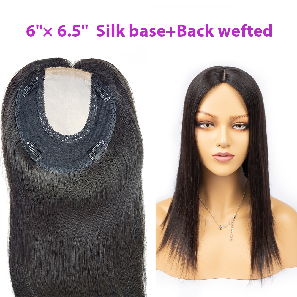 Human Hair Toupee for Women Hair Toppers 6*6.5 Silk Top Base 130% Remy Virgin Hair Clip in Hair Piece Toupee Showcoco