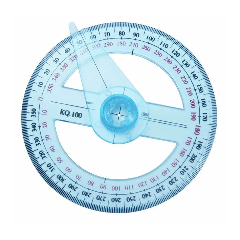 All Circular 10cm Plastic 360 Degree Pointer Protractor Ruler Angle Finder Meter with Swing Arm for School Office Supplies
