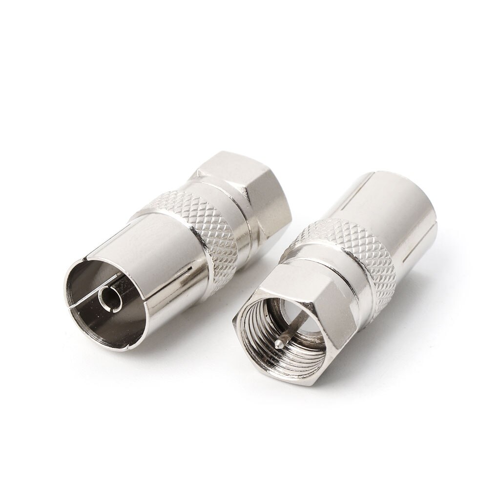 100% Brand New and High Quality 2Pcs F Type Male Plug Connector Socket to RF Coax TV Aerial Female RF Adapters