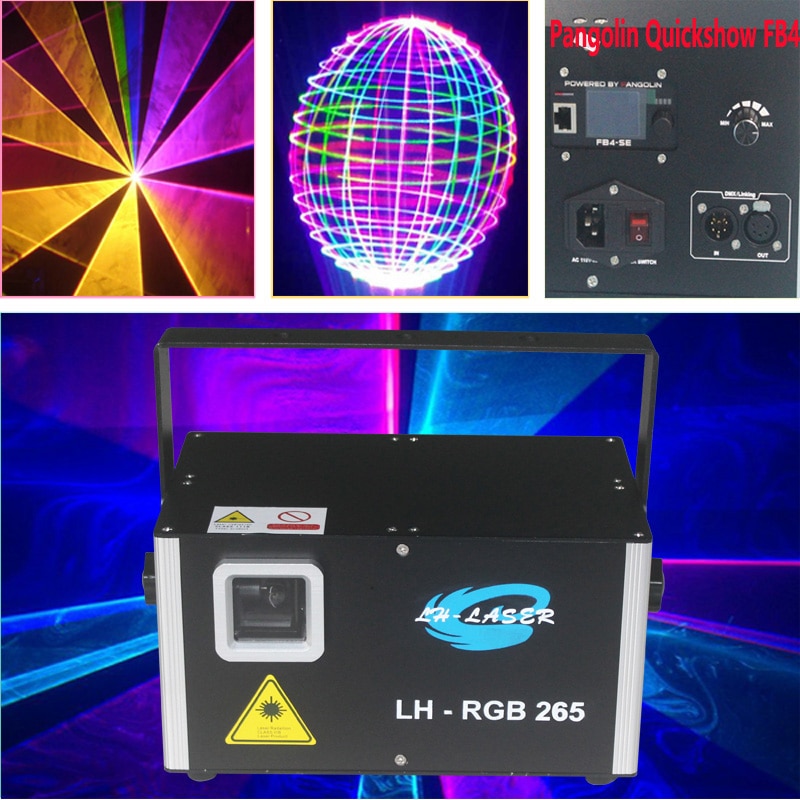 Free Shipping Pangolin Quickshow FB4 inside 5000mW ILDA+DMX512 Analog RGB Sound/Music actived Stage Disco Laser Lighting