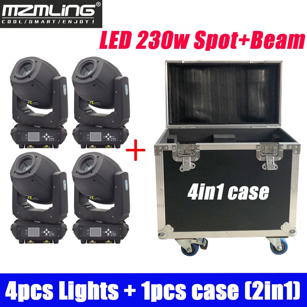 4PCS Lights + 1PCS Flight 3in1 Led 230w Spot/Beam Light DMX512 Moving Head Light DJ/Bar /Party /Show /Stage Light Stage Machine