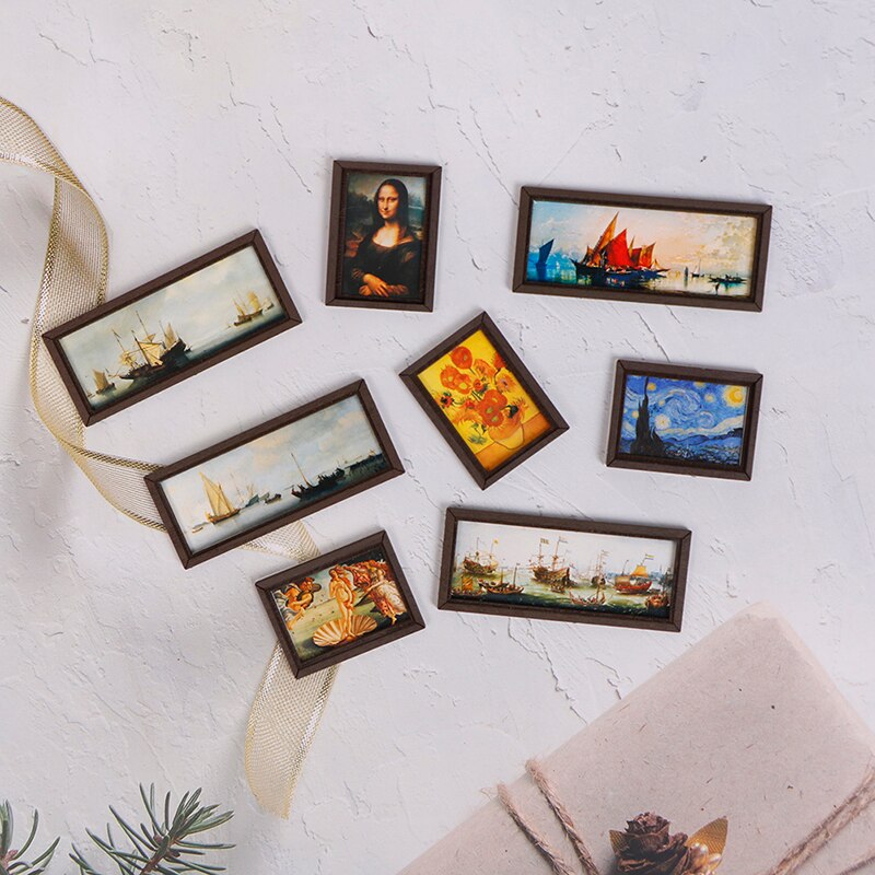 Mini Dollhouse Miniature 1:12 Photo Frame Antique Manny Frame Oil Painting DIY Doll House Decorative Accessories