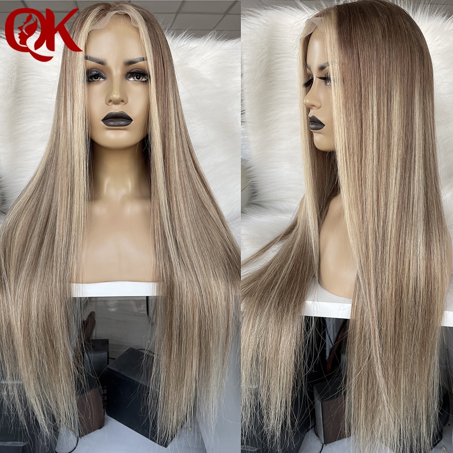 QueenKing hair 13x6 Lace Front European Remy Human hair Lace Wig 150% Density CAMI Color T7/7/24 Ombre Color Wigs for women