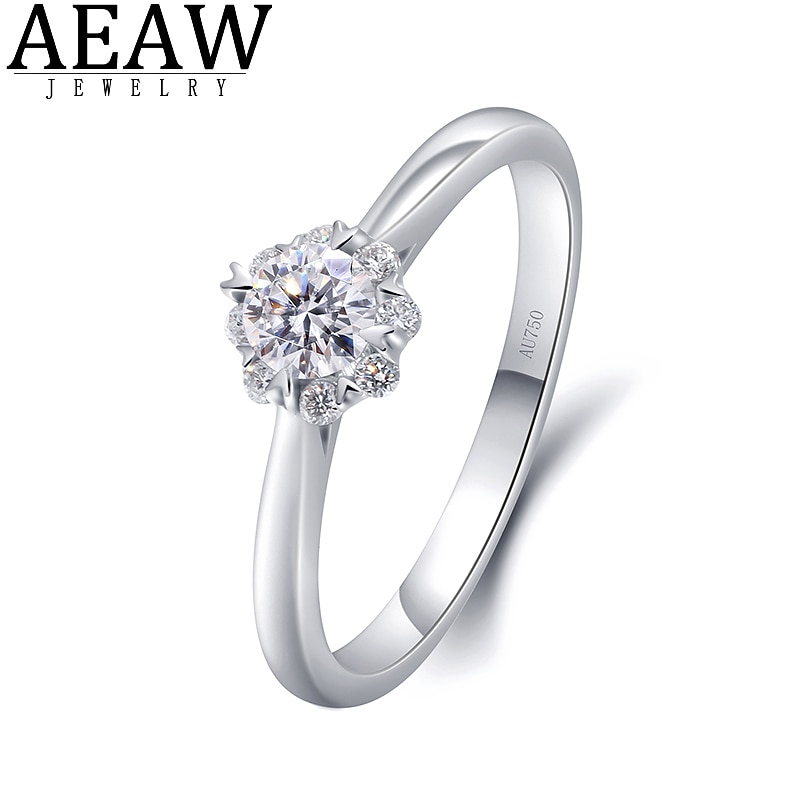 100% Real 0.3carat Natural Diamond Engagement Ring GIA Certificaction Solid 18K White Gold Fine Wedding Ring for Women