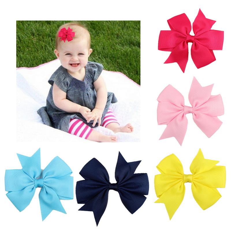 1pc Grosgrain Ribbon Hair Bow With Clips Baby Girls Bowknot Clips Hairpins Children Photo Shoot Hair Accessories