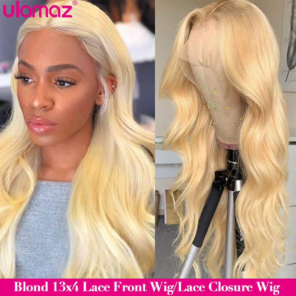 613 Lace Frontal Wig 13x4 Lace Front Human Hair Wigs Body Wave 30 Inch Blonde Lace Front Wigs Human Hair True 180 Density Ulamaz