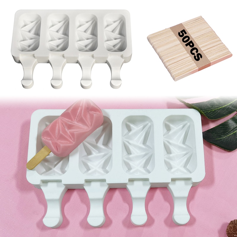 4-Cavity Baking Mini Silicone Ice Cream Molds Popsicle Molds Cake chocolate Cakesicle Mold for DIY Ice Pops Oval