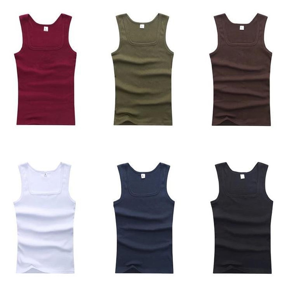 Men's Solid Sleeveless Vest Gym Fitness T shirt Casual Tank Tops Summer Stripe Cotton Simple Fashion Casual Soft Vest Wholesale