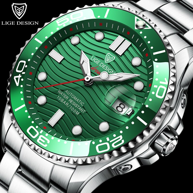 2021 New LIGE DESIGN Mechanical Watches For Men Luxury Automatic Watch Men Waterproof Steel Business Men Watch Relogio Masculino