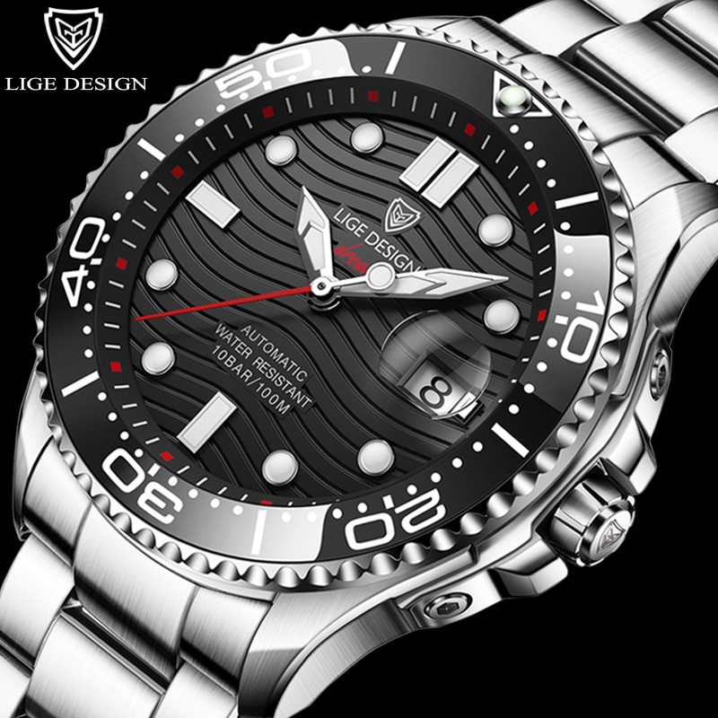 2021 New LIGE DESIGN Mechanical Watches For Men Luxury Automatic Watch Men Waterproof Steel Business Men Watch Relogio Masculino