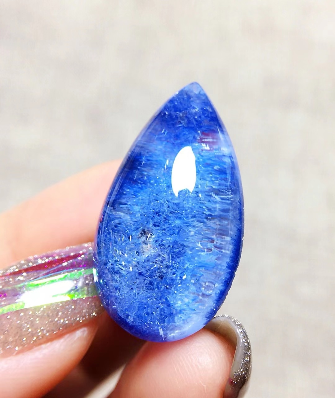 Genuine Natural Blue Rutilated Dumortierite Quartz Pendant Water Drop Bead 28*16*12mm Crystal Fashion Pendant Jewelry AAAAAA