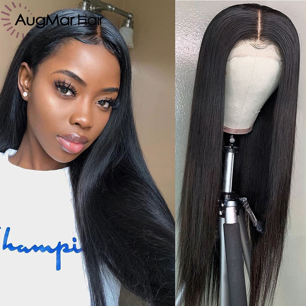 Full Lace Staright Human Hair Wigs Pre Plucked Remy Hair With Baby Hair