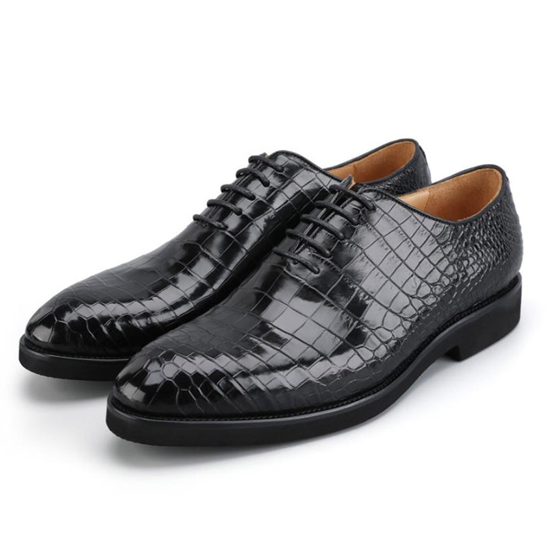 Original Crocodile Belly Leather Oxfords Shoes Mens Wedding Footwear Shoes Boss Business Gents Suits Social Rubber Sole Leisure