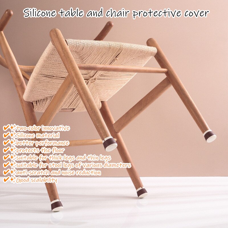 4Pcs Silicone Table And Chair Protector Cover Mute Wear-resistant Chair Foot Cover Anti-scratch Chair Pad Furniture Accessories