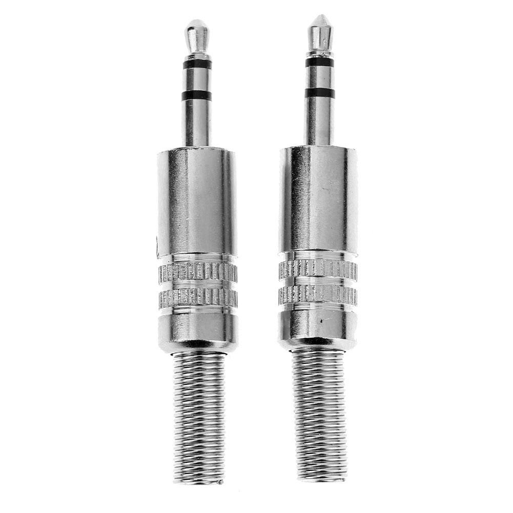 2pcs 3.5mm 1/8in Stereo Male Audio TRS Plated Jack Plug Adapter Connectors