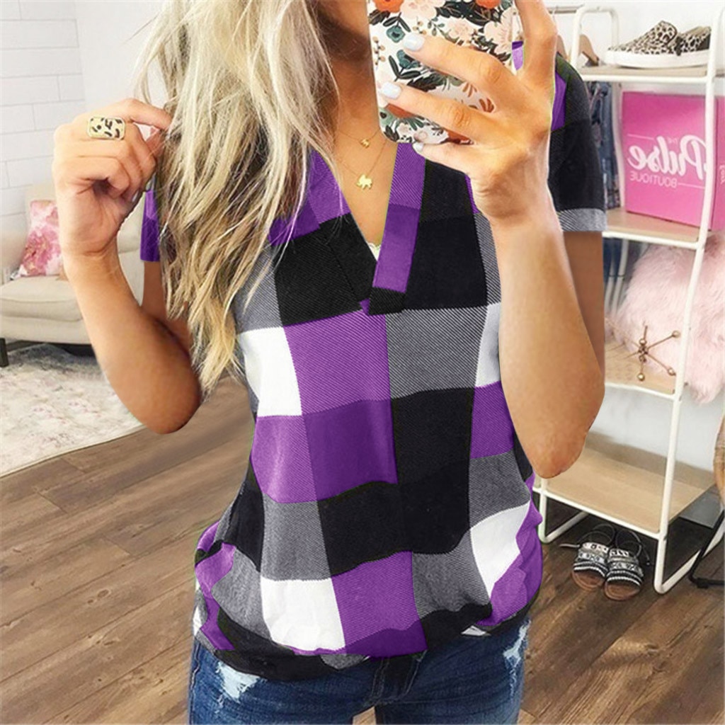 women's sweaters Casual Cotton Short Sleeve Plaid Shirt women's sweaters's Slim Jacket Shirt Top classic clothes топ 2021