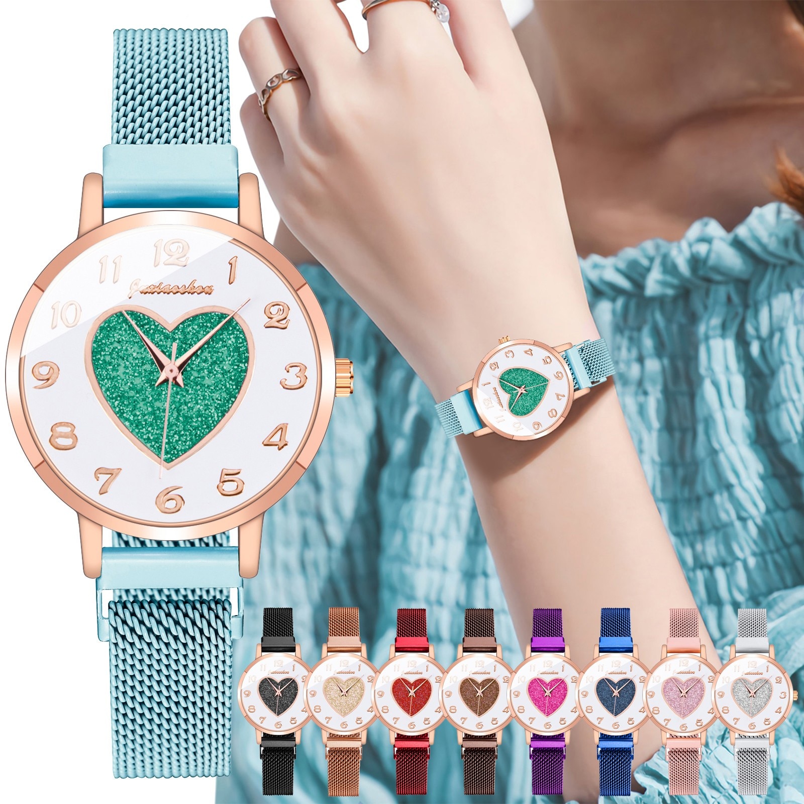 Luxury Top Stylish Women Watch for Valentine's Day Gift Stainless Steel Dial Quartz Watch Casual Analog Watch Bracelet reloj muj