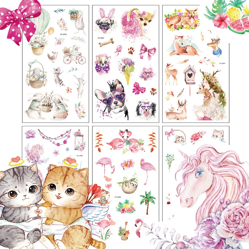 Explosive American Country Cat Cartoon Animal Stickers Hand Account Decoration Luggage Sticker Unicorn Transfer Sticker