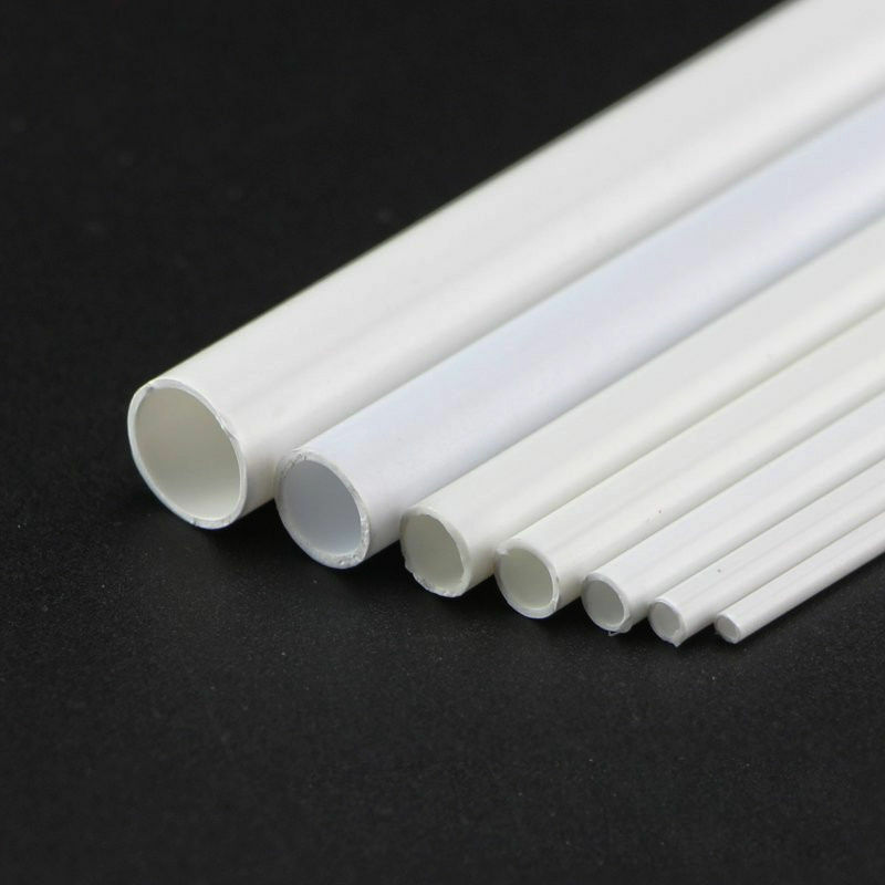 5PCS Styrene ABS Round Plastic Pipe Tube Hollow Pipe Architectural Constructions Models OD 2/2.5/3/4/5/6/8/10mm X Length 500mm