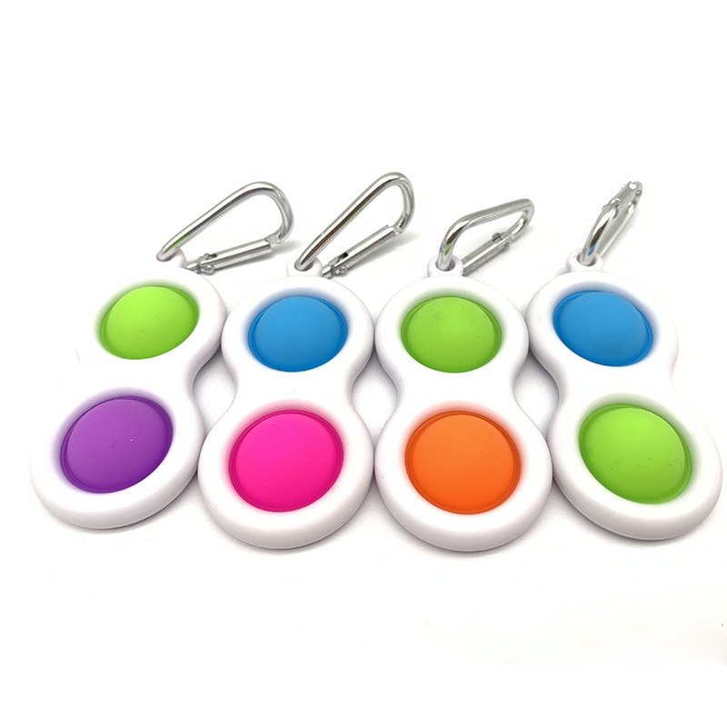 Simple Dimple Pops Fidget Toy Popit Small Stress Relief Keyring Pendant Push Bubble Autism Special Needs Adult Kids Toys