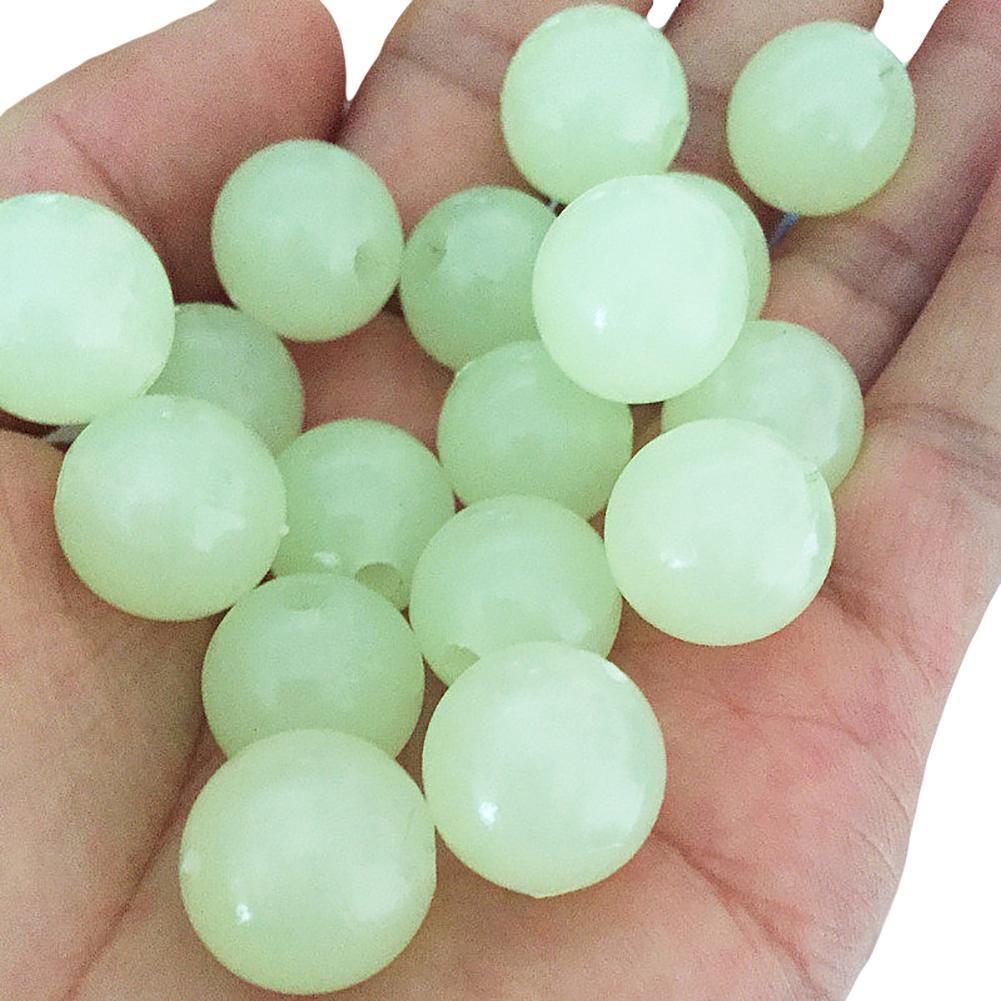 100PCS Round Soft Rubber Luminous Fishing Beads Glowing Sink Beads Treble Hook Fishing Rigs Fishing Lure Tackle Handmade Craft