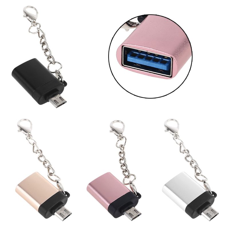 Metal Micro USB Male to USB 3.0 Female OTG Adapter Converter With Chain for Cellphone Smart Phones Tablet U Disk Keyboard Card