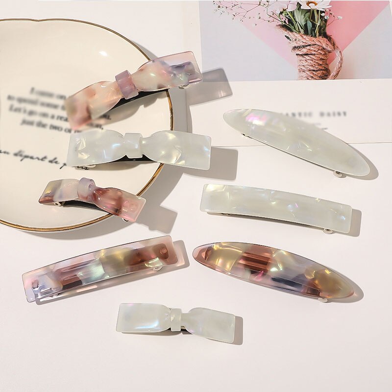 Fashion Acetate Hair Clip Claw Women Korean Geometric Barrette Vintage Marble Hairpins Hair Claws Clamp Crab Hair Accessories