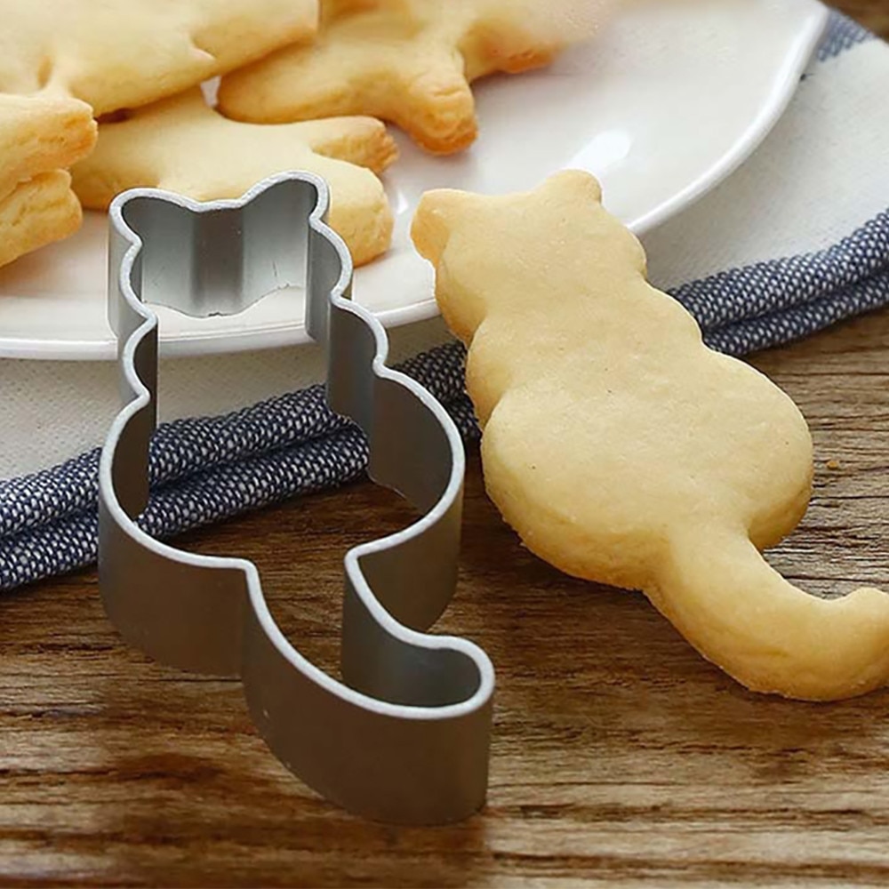 Cat Shaped Aluminium Mold Sugarcraft Cake Cookies Pastry Baking Cutter Mould