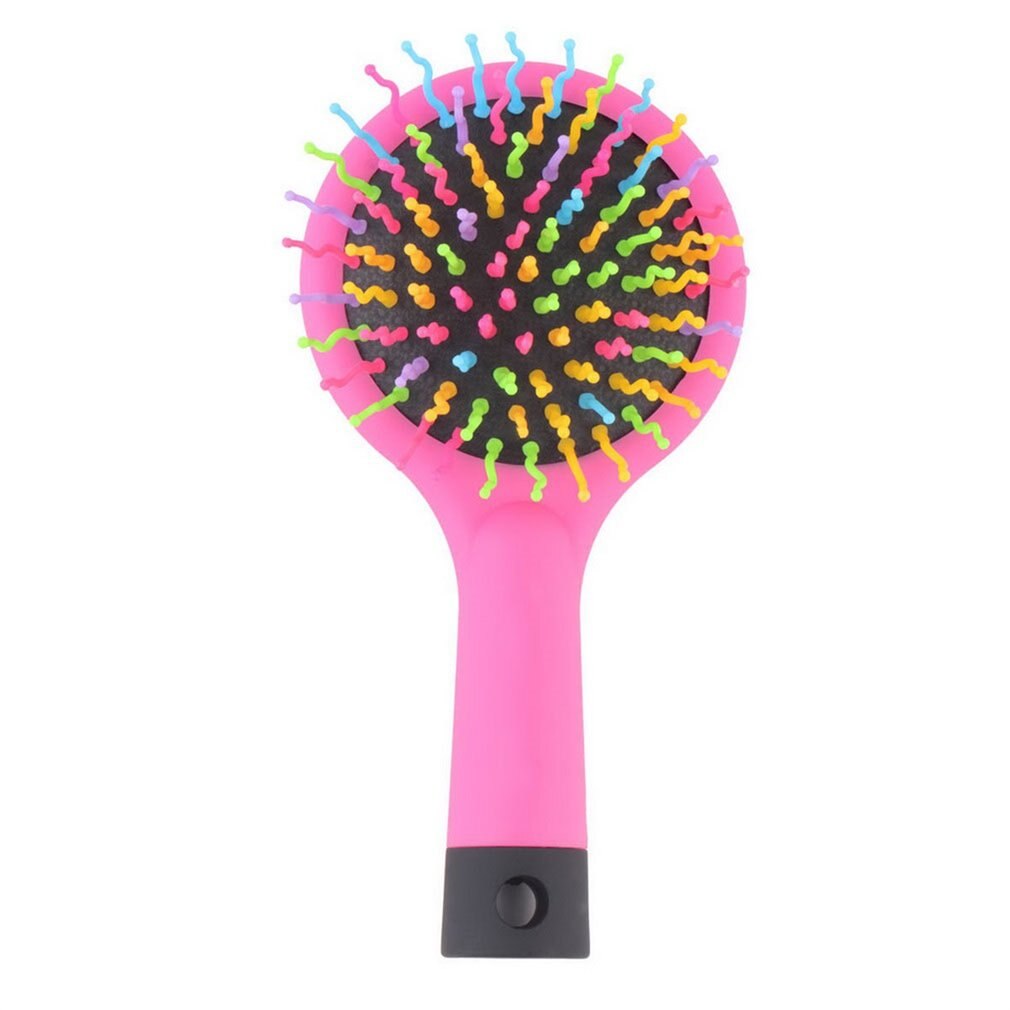 Rainbow Volume Anti-static Detangler Hair Curl Straight Massage Comb Color Hair Brush Styling Tools With Mirror