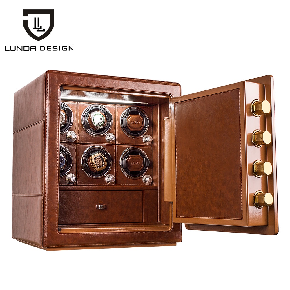 High-end 6 slot Watch Winder display Watch safe box Automatic Mechanical Watch Winder Case Motor Shaker