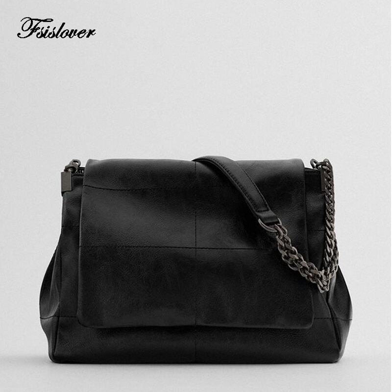 Vintage Simply PU Leather Crossbody Bags For Women 2021 Solid Color Shoulder Messenger Bag Lady Chain Travel Handbag Women Purse