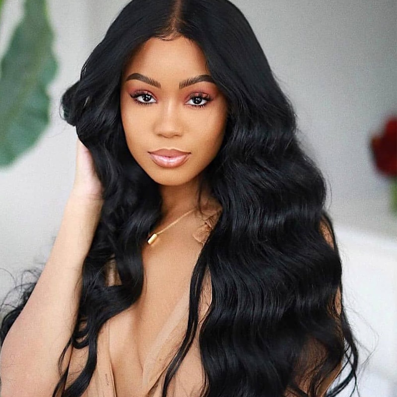 DLME Wig Full Lace Wig Wave Wig Long Human Hair Wigs Brazilian Black Wig Preplucked Remy Lemoda 150% Density Bob Wigs For Women