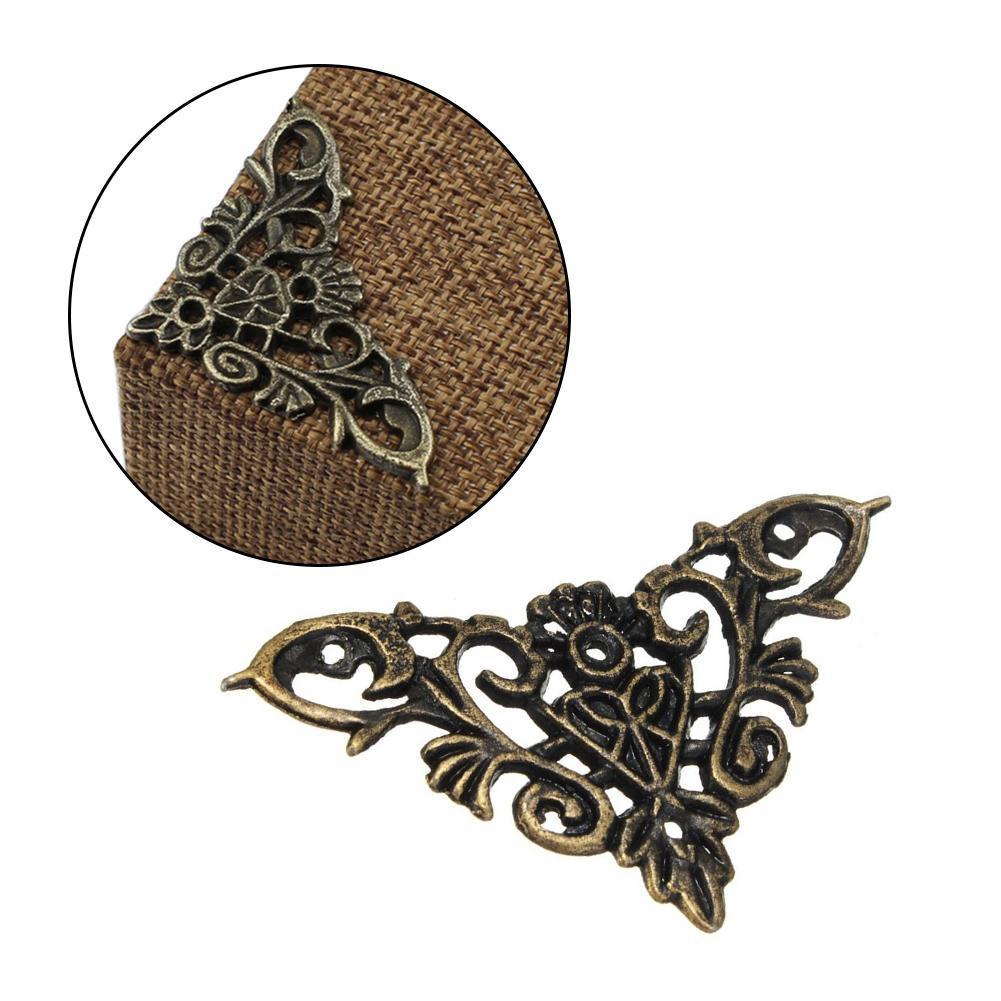 1 Pcs DoreenBeads Alloy Embellishments Findings Antique Bronze Flower Hollow Decoration Pattern Box Corner Wooden O7Y7