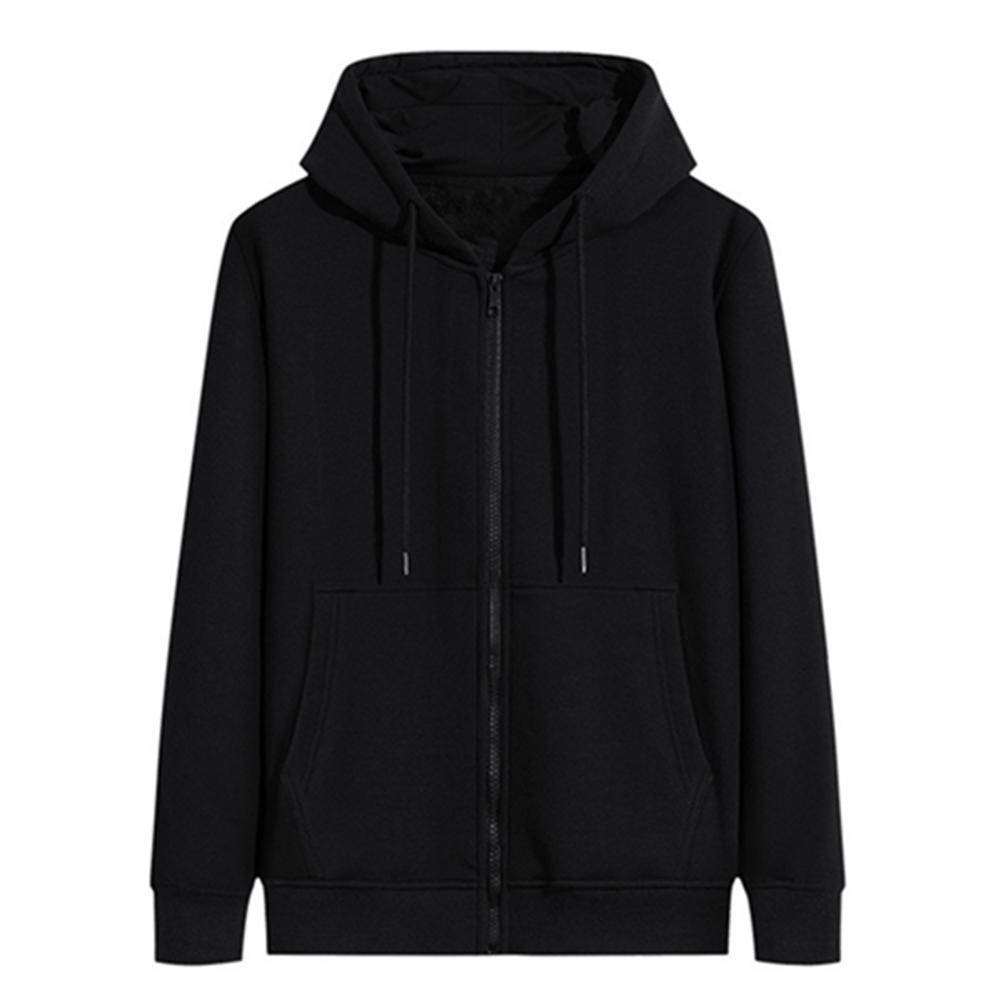 Men's Jackets Hooded Coats Autumn Winter Long Sleeve Hoodie Sweatshirt Pockets Plush Liner Warm Coat Casual Clothing Outerwear