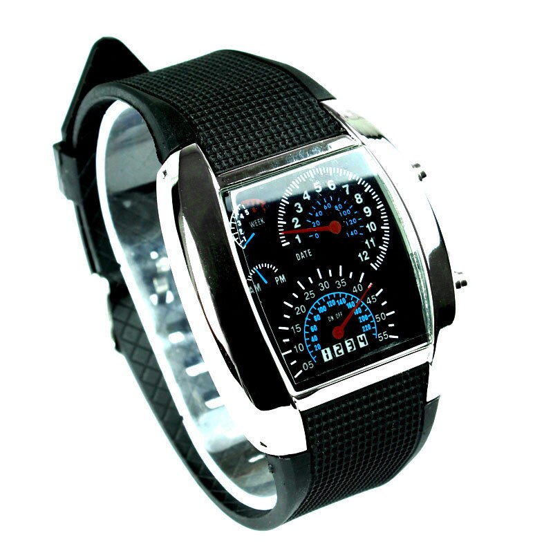 New Arrival Men Watch Turbo Flash LED Car Speed Meter Dial Men Gift Wristwatch Sport Popular Male Wrist Clock Zegarek Damski