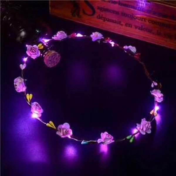 Fashion Women Garland 10 Leds Luminous Headbands Ladies Girls Flowers Wreath Floral Hair Band Headwear Hairs Accessories LXH