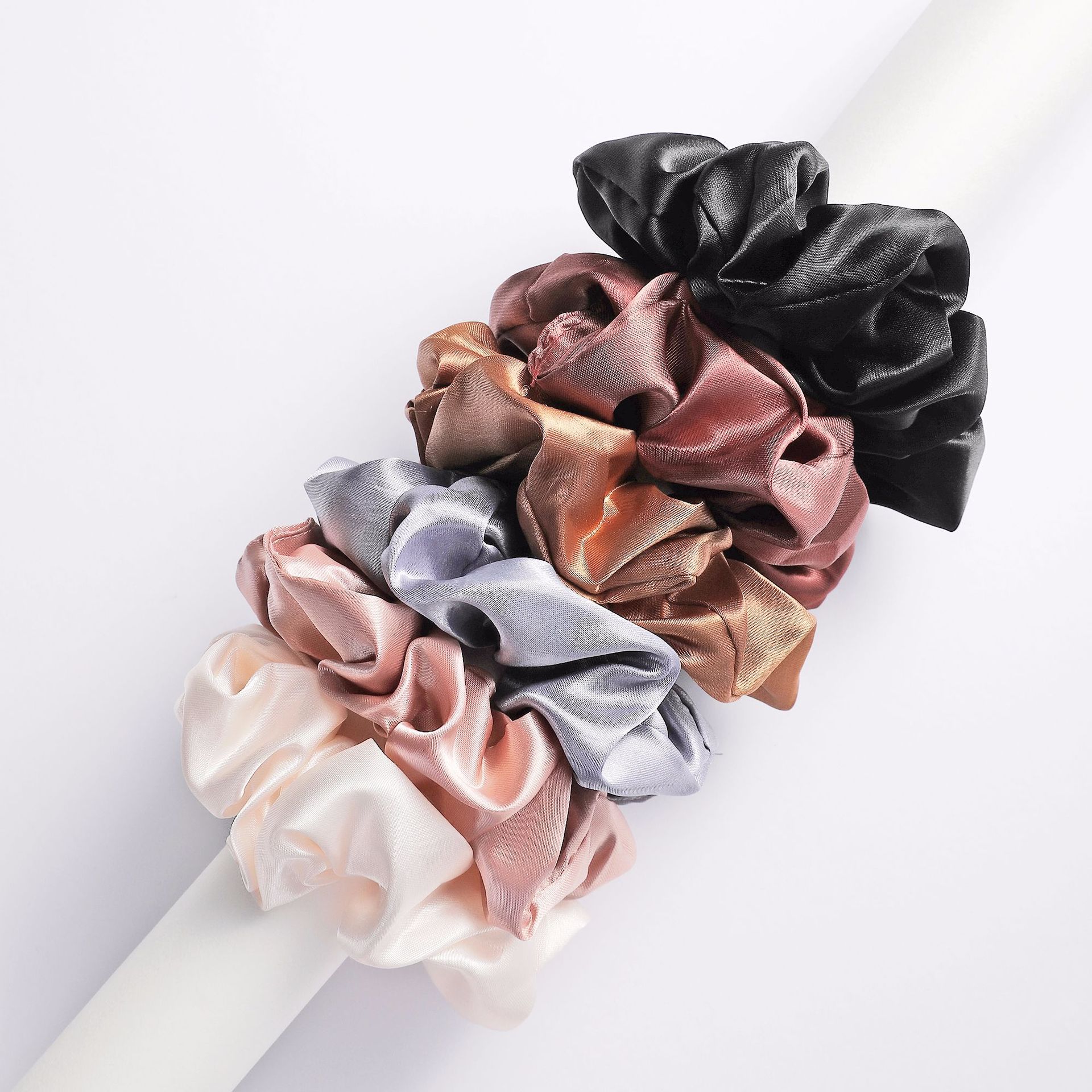 6pcs/lot Fashion Women Girls Silky Satin Hair Scrunchies Solid Stretch Elastic Hair Tie Simple Elegant Rubber Band Ponytail Tie