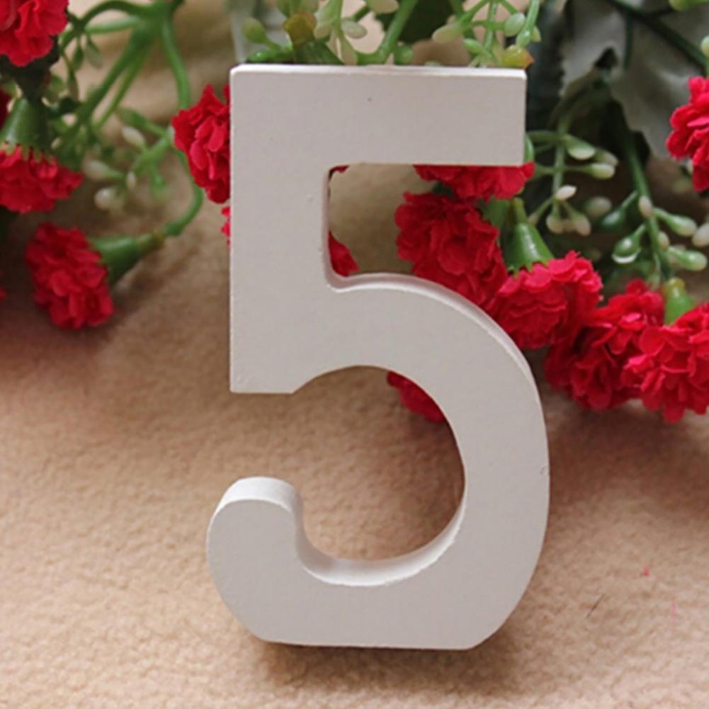 0-9 White Wooden Numbers Wedding Party Ornaments Hotel Home Decor Photo Props