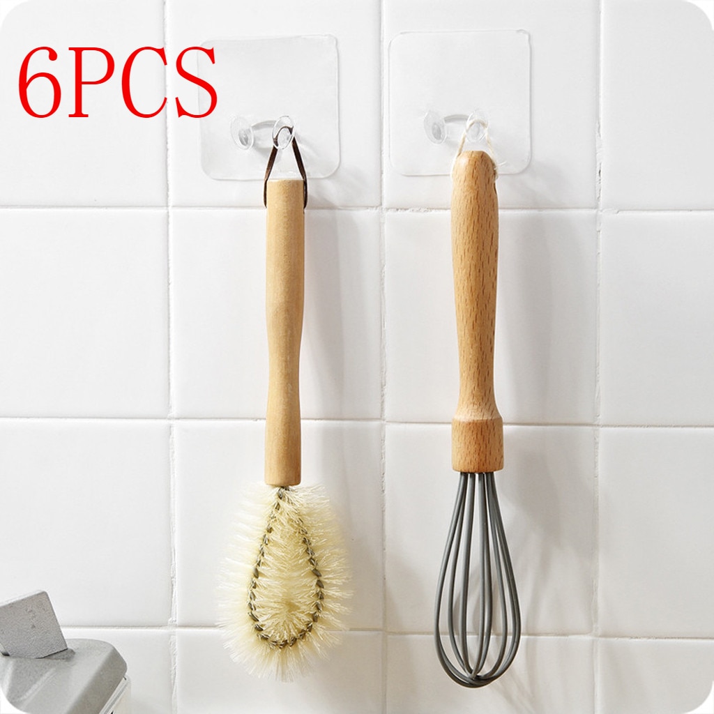 6pcs Adhesive Hooks Rack Wall Hanger Space Saver Flower Heavy Load Transparent Strong Self Strong Kitchen Bathroom Towel tools